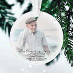 Stylish Photo In Loving Memory Christmas Ornament<br><div class="desc">When someone you love is in heaven, theres a little bit of heaven in our home! Remember a loved one at Christmas time with this stylish 'in loving memory' photo christmas ornament. Simply upload a picture of your loved one and customize the text to make this unique and personal to...</div>