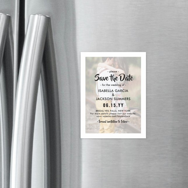 Stylish Photo Overlay Modern Wedding Save the Date Magnetic Invitation (Creator Uploaded)