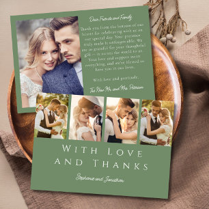 Stylish Photo Strip Modern Simple Sage Wedding Thank You Card