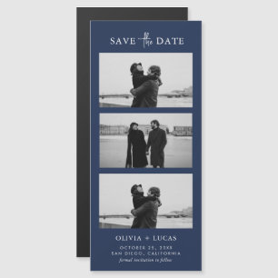 Stylish Photo Strip Navy Blue Magnetic Wedding