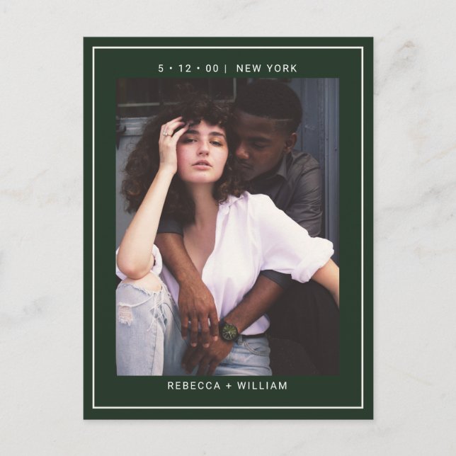 Stylish Photo Wedding Save the Date Invitation Postcard (Front)