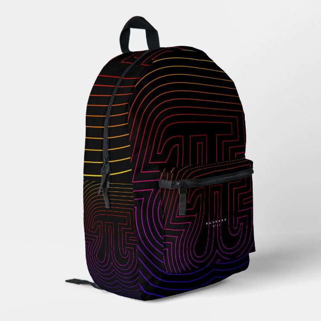Stylish Pi Line Art Math Back to School Printed Backpack (Back Corner Left)