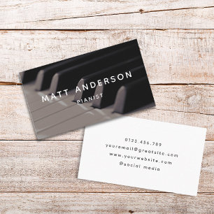 Stylish Piano Musician Minimal Black and White Business Card