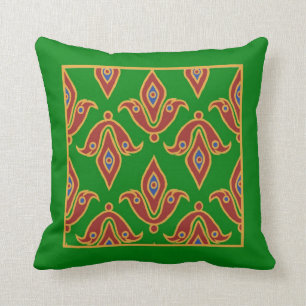 Stylish Pillow, Fleur-de-Lys, Maroon, Blue, Green Throw Pillow