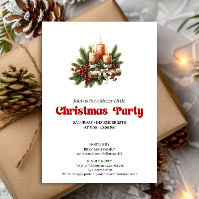 Stylish Pine Wreath Christmas Candles Card (Stylish Pine Wreath Christmas Candles Card)
