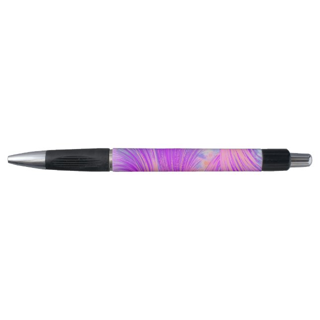 Stylish Pink Abstract Feathers Pen (Front)