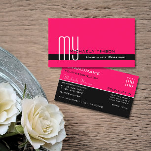 Stylish Pink and Black with Initials Professional Business Card
