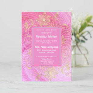 Stylish Pink and Floral Bridal Shower Invitation