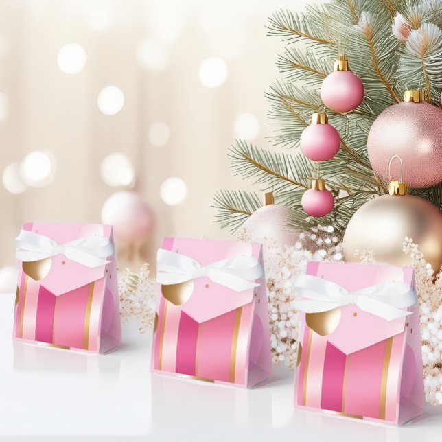 Stylish Pink and Metallics   Favor Box (Beautiful Berry and Baby Pink and Gold Favor Boxes)