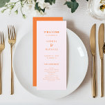 Stylish Pink and Orange Typography Wedding Program<br><div class="desc">Give your guests a sneak peak into your wedding program with this elegant program card,  featuring minimalist light pink background and your custom text. Easily add your own details by clicking on the "personalize" option.</div>