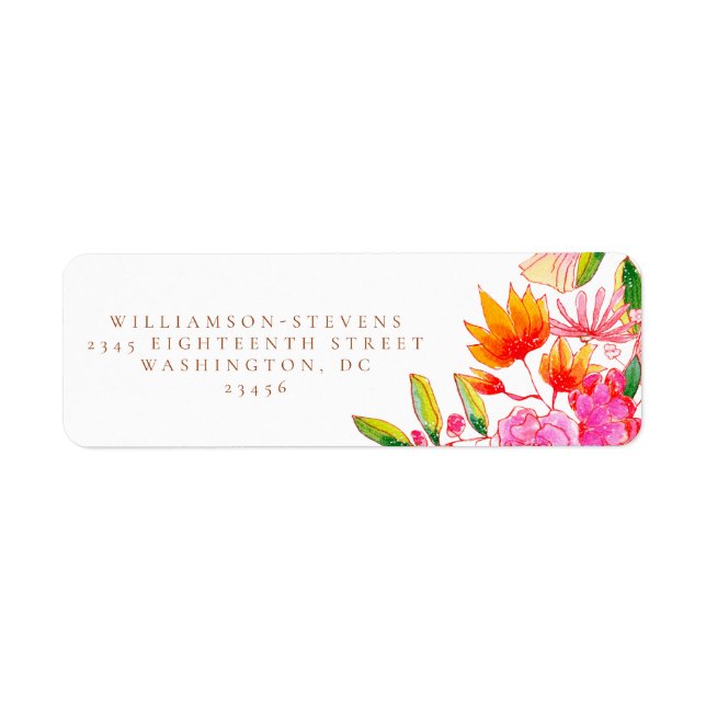 Stylish Pink and Orange Watercolor Floral Wedding  (Front)