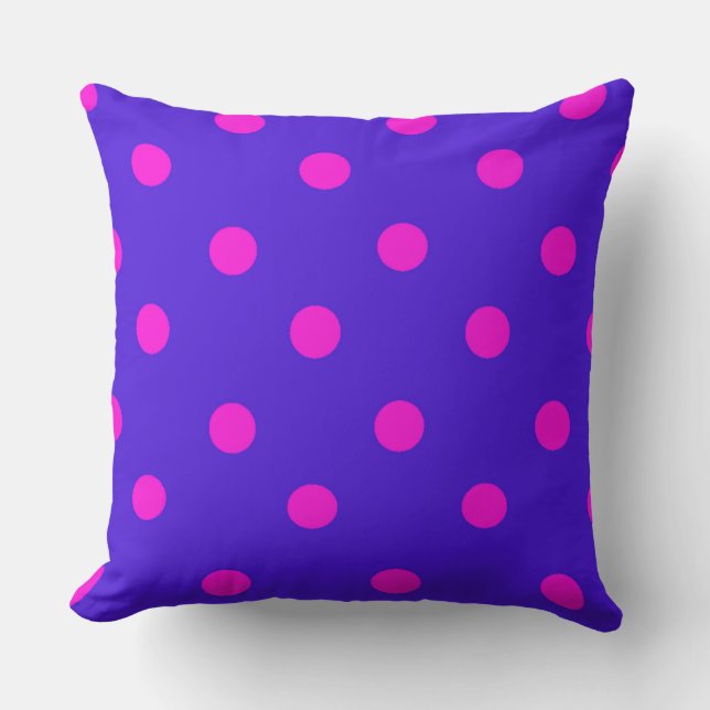 Stylish Pink and Purple Polka Dot Pattern Throw Pillow (Front)