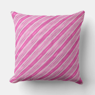Stylish Pink and Silver Foil Christmas Stripes Throw Pillow