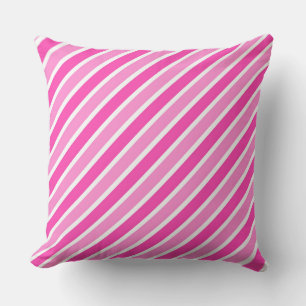 Stylish Pink and White Christmas Stripes Throw Pillow