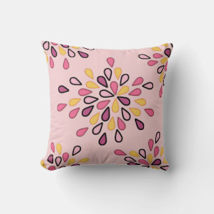 Stylish pink and yellow decorative pattern design throw pillow