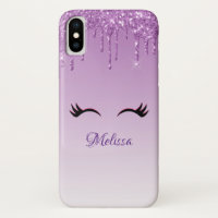 Stylish Pink & Black Eyelashes on Dripping Glitter