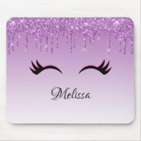 Stylish Pink & Black Eyelashes on Dripping Glitter
