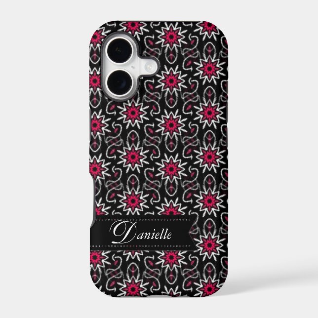 Stylish Pink+Black Stars pattern (Back)
