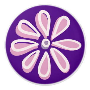 Stylish Pink Bloom Doodle  Ceramic Knob