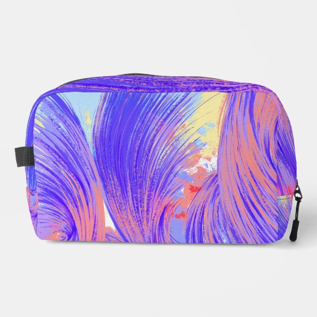 Stylish Pink blue Abstract Feathers  Dopp Kit (Front)