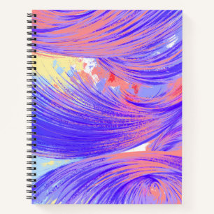 Stylish Pink Blue Abstract Feathers Notebook