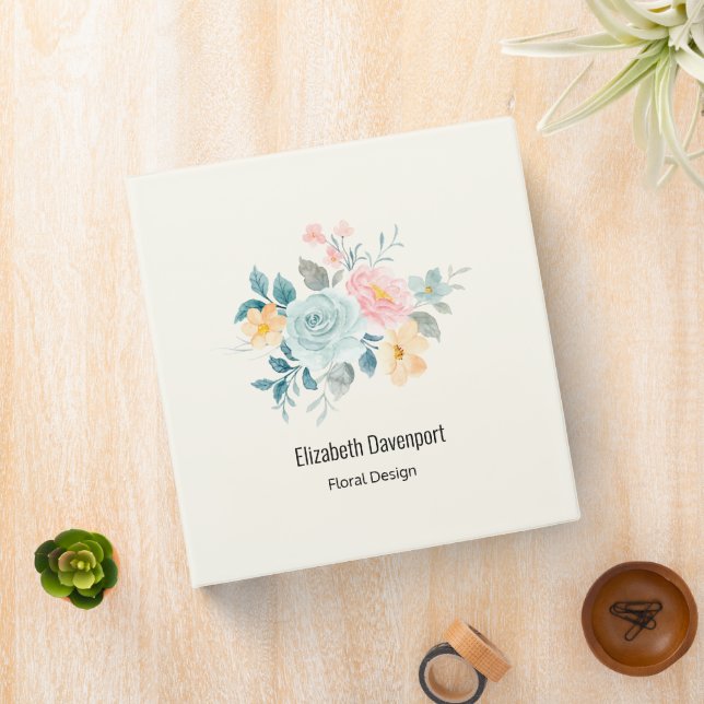 Stylish Pink & Blue Flower Bouquet Binder (In Situ)