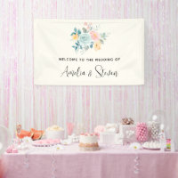 Stylish Pink & Blue Flower Bouquet Wedding Welcome