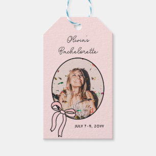 Stylish Pink Bow Girly Bachelorette Party Gift Tags