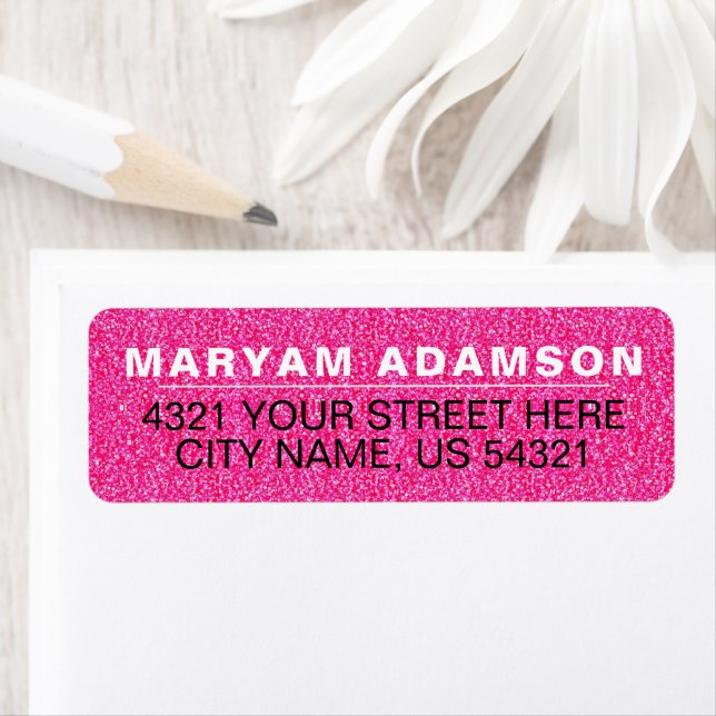 Stylish Pink Business Name Return Address Labels (Insitu)