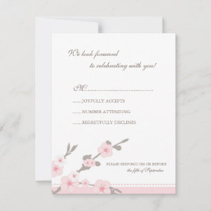 Stylish Pink Cherry Blossoms RSVP Response Card