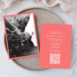 Stylish Pink Couple Romantic Photo Save the date Invitation