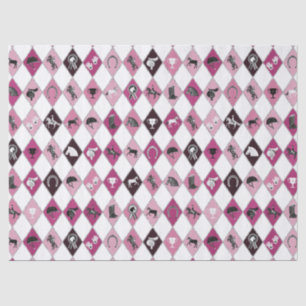 Stylish Pink Equestrian Diamond Pattern Tissue Paper