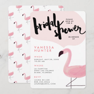 Stylish Pink Flamingo Bridal Shower Invitation