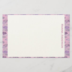 Stylish Pink floral Border Personalized Name Stationery