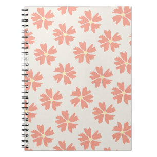 Stylish Pink Floral Pattern Off-White Notebook