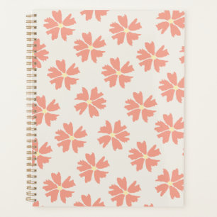 Stylish Pink Floral Pattern Off-White Planner