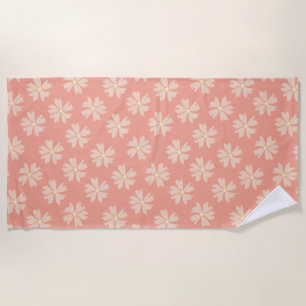 Stylish Pink Floral Pattern Rose Pink Beach Towel