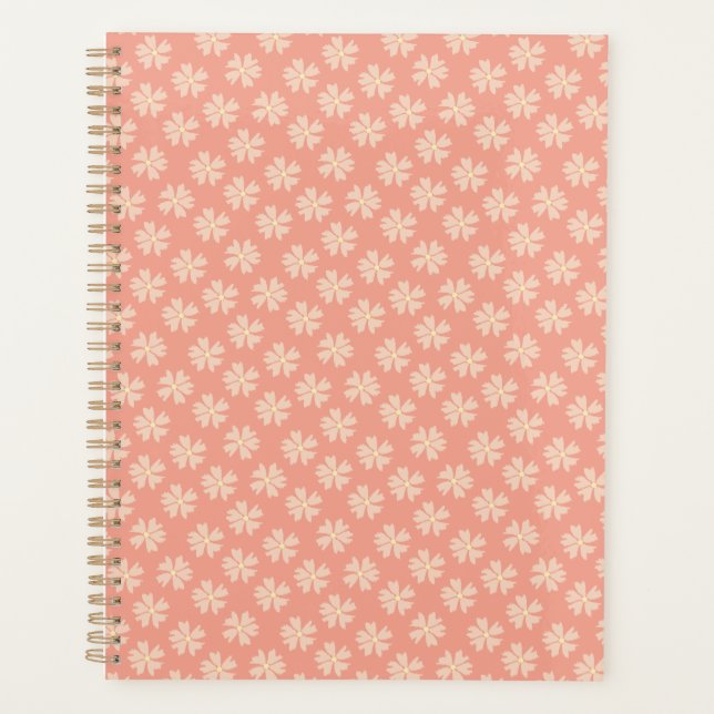 Stylish Pink Floral Pattern Rose Pink Planner (Front)