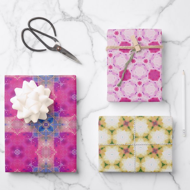 Stylish pink geometric shapes. Abstract Wrapping Paper Sheet (Front)