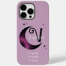 Stylish Pink Glitter Black  Moon Affirmations