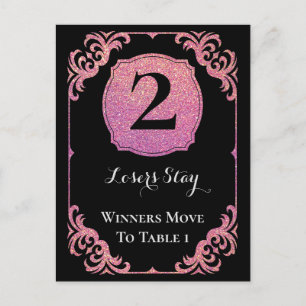 Stylish Pink Glitter Bunco Two Table Card
