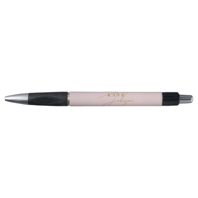 Stylish Pink Gold Signature Script Monogram Pen (Front)