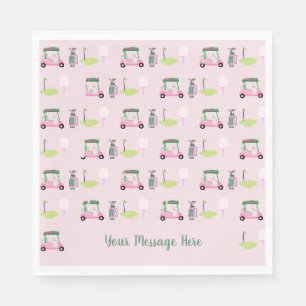 Stylish Pink Golf Design Personalized Messaage Napkin