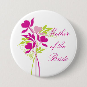 Stylish Pink & Green Bouquet Bridal Party Button