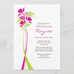 Stylish Pink & Green Bouquet Bridal Shower Invite