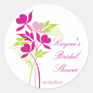 Stylish Pink & Green Bouquet Bridal Shower Sticker