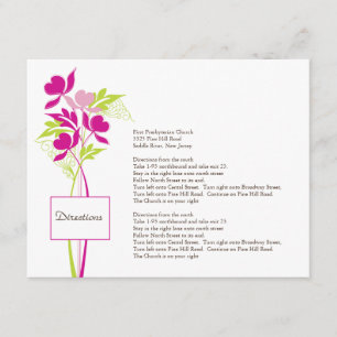 Stylish Pink & Green Bouquet Direction Card