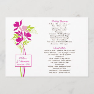 Stylish Pink & Green Bouquet Wedding Program