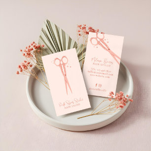 Stylish Pink Hair Salon Vintage Sparkle Scissors Business Card