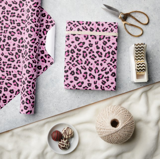 Stylish Pink Leopard Pattern Wrapping Paper (Crafts)